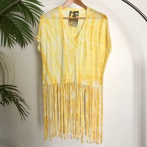 Young Fabulous & Broke tie dye / fringe crop top